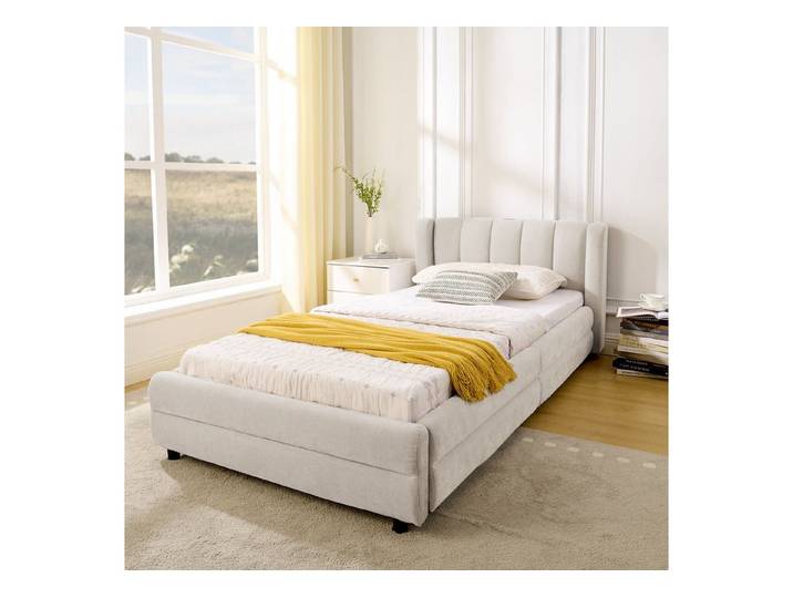 Odikalo Polsterbett 90x200 140x200 160x200 mit Schubladen und USB, Chenille (mit seitlichen Aufbewahrungsfächern, USB-Ladeport, weichem Chenille-Stoff, ergonomischem Design – für Schlafzimmer, Gästezimmer, Mietwohnung, (ohne Matratze)