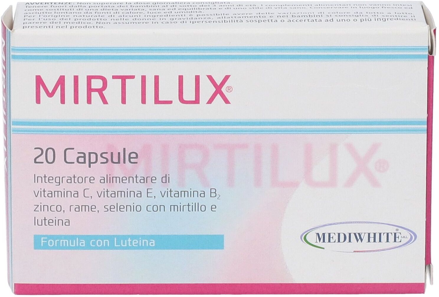 MEDIWHITE Srl Mirtilux, 20 Capsule