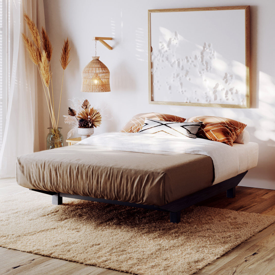 Ebern Designs Hardison Bed Black Wash European Kingsize (160 x 200 cm)