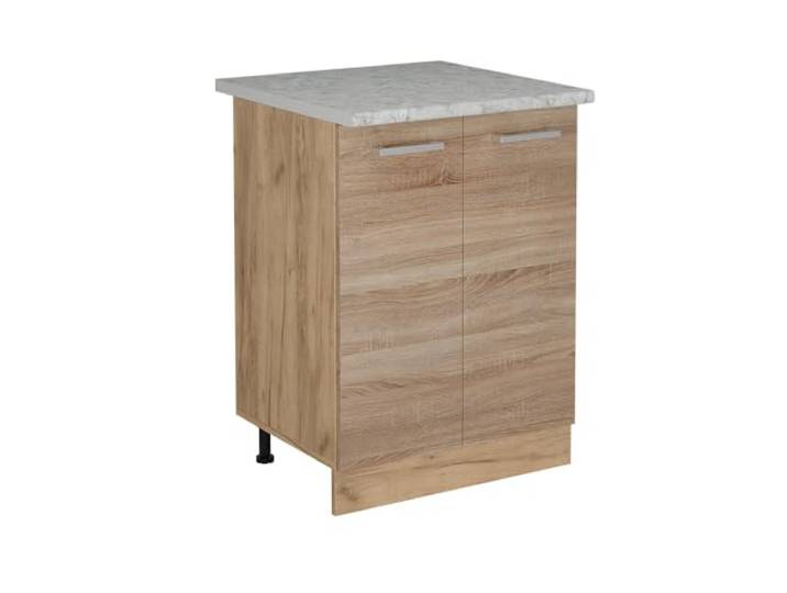 Vicco Küchenunterschrank R-Line, Sonoma, 60 cm 2 Türen · Arbeitsplatte Marmor · Höhenverst. Füße · 1 Einlegeboden · Frei kombinierbar