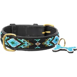 Kampuni Hundehalsbånd Terese turkis mini, 38x1,9 cm (Hund, Spazieren), Halsband + Leine