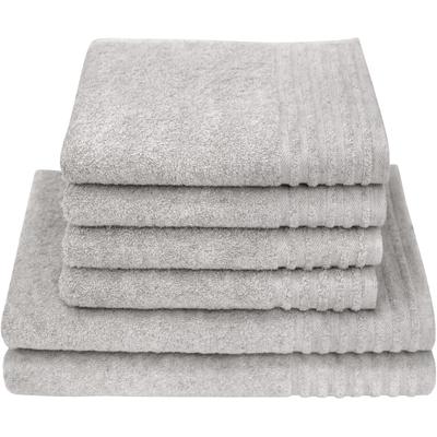 Handtuch Set DYCKHOFF "Deep Harmony Energy", silber, 6 Stk., Frottier, Frottier, Obermaterial: 85% Baumwolle, 15% Hanf, Handtuch-Sets, 15% Hanf; 4 Handtücher (50x100cm), 2 Duschtücher (70x140cm)