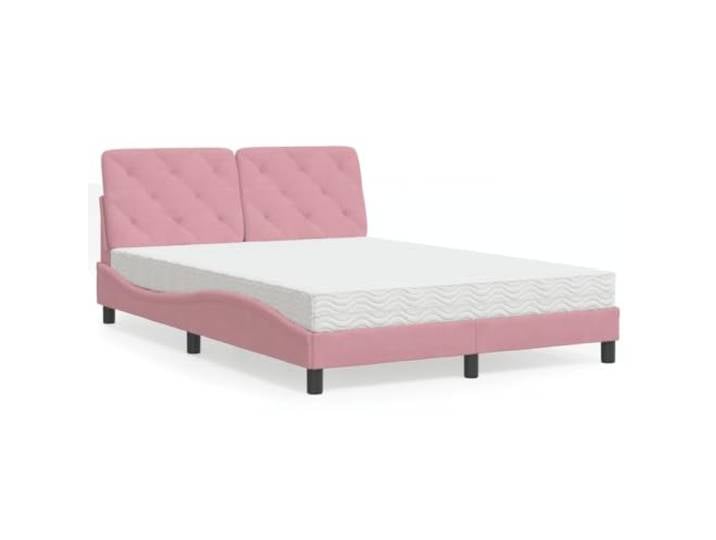 RJPLMFV Doppelbett, Velours, 140 x 200 cm, mit Schaumstoffmatratze Härtegrad H2/H3, wendbar, Sperrholz-Latten, Kopfteil, gewelltes Design
