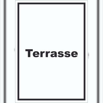 HB-Druck Terrasse Aufkleber mit Text hochkant A1 (594x841mm)