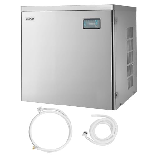 VEVOR Commerciële ijsmachine van roestvrij staal, 204 kg/dag, zilver, met digitaal display en automatische uitschakeling