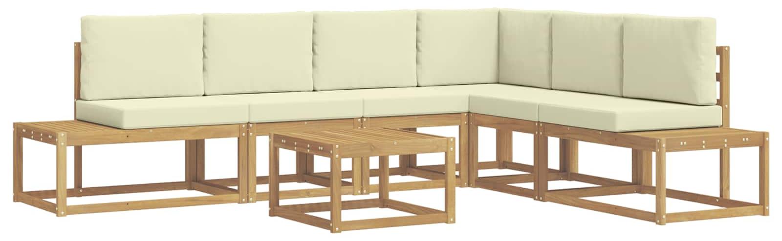 vidaXL Outdoor-Sofagarnitur 5 Stück Weiß und Creme Polyester