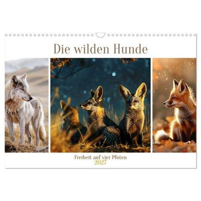 Die wilden Hunde (Wandkalender 2027 DIN A3 quer), CALVENDO Monatskalender