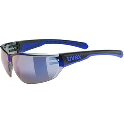 Uvex, Unisex, Sportbrille, Equate (black-blue matt, Mirror Blue), Blau, Schwarz