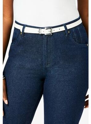 Women's Faux Leather Skinny Belt by Accessories For All in White (Size 14/16)