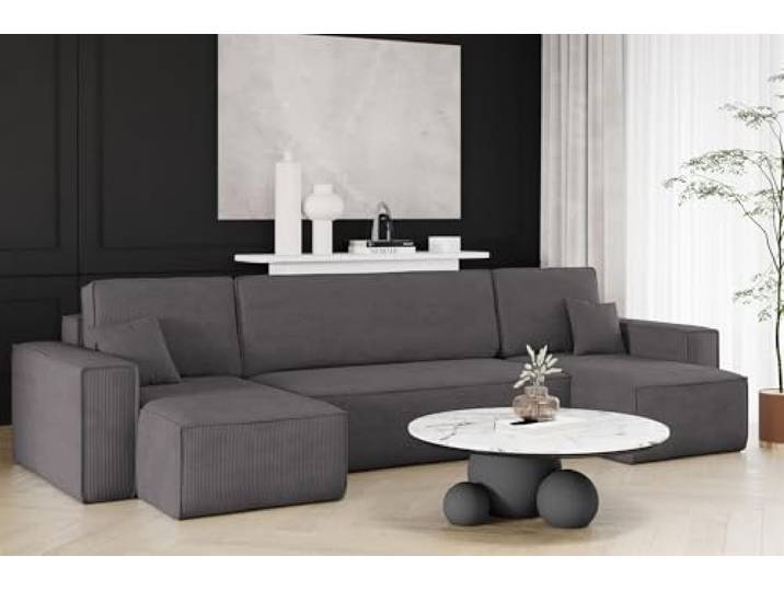 Fun Möbel Wohnlandschaft Schlafsofa Sofa Maris in Stoff Poso (Anthrazit)