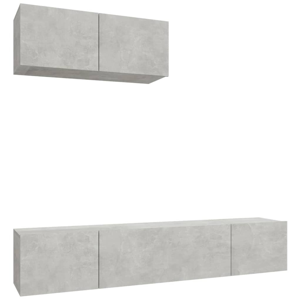 vidaXL Modern 3-delige TV-meubelset, betonkleur, houtvezel