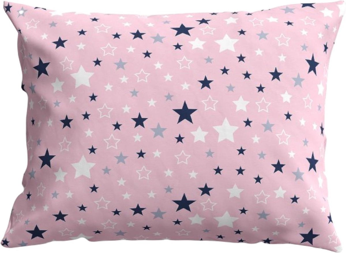Kinder kussensloop met roze sterren, 50 x 90 cm