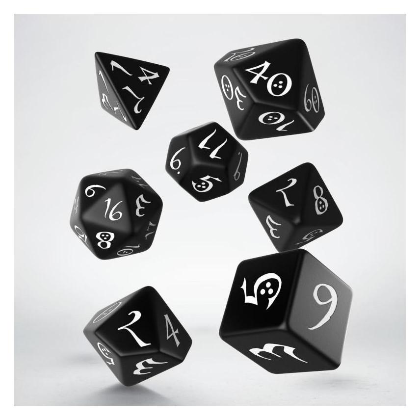 Q Workshop SCLE05 - Classic RPG schwarz & weiss, Würfelset (7 Stück) (SCLE05)