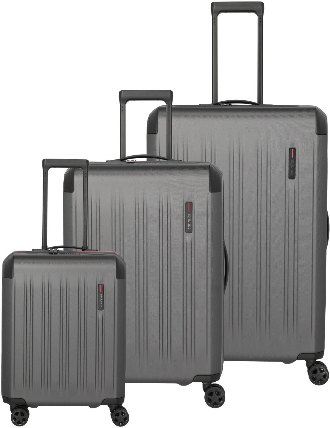Trolleyset TRAVELITE "DYNAMIIC S/M/L, verschiedene Farben", grau (anthrazit), ABS, unifarben mit Farbeinsätzen, Koffer-Sets Trolleyset, Hartschalen-Koffer ABS Volumenerweiterung bei M/L