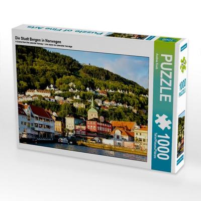 CALVENDO Puzzle Die Stadt Bergen in Norwegen | 1000 Teile Lege-Größe 64x48cm Foto-Puzzle für glückliche Stunden