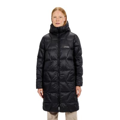 Daunenjacke BERGHAUS "EXPLORER LONG DOWN JACKET", Damen, Gr. XXL, schwarz (schwarz, schwarz), Obermaterial: 100% Polyester. Futter: 100% Polyamid. Wattierung: 100% Daunen, Jacken Daunenjacke, mit verstellbarer Kapuze, aus Pertex Quantum-Material