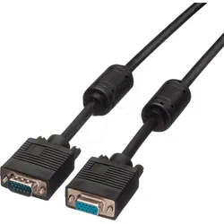 ROLINE 11045360 - VGA Monitor Kabel 15-pol Verlängerung, Ferrit., 10 m