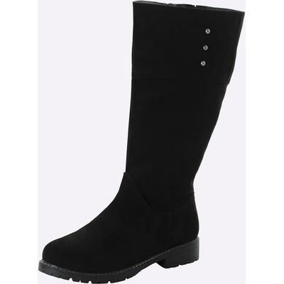 Weitschaftstiefel SHEEGO, Damen, Gr. 39, Textil, XL-Schaft, schwarz, Polyester, Schuhe Weitschaftstiefel