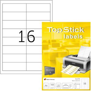 TopStick Universaletiketten labels, 8710, weiß, 96,5 x 33,9mm, 100 Blatt, 1600 Stück