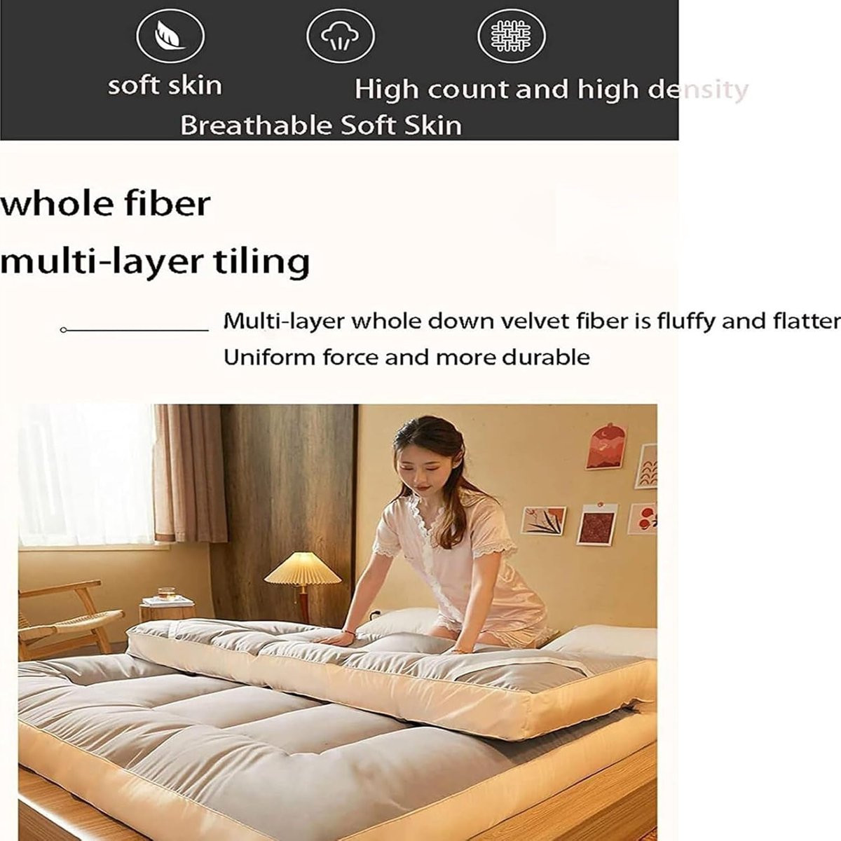 Japanse Vloermatras - Opvouwbaar Matras met Hoge Dichtheid Vulling - Grijs