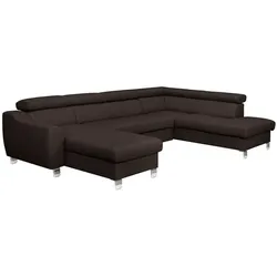 Wohnlandschaft Aspen Leder Braun Dunkelbraun