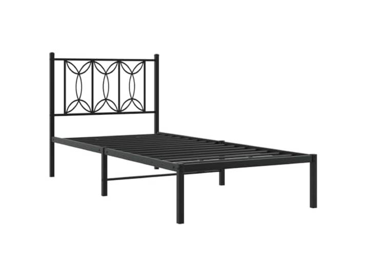KTHLBRH Bettgestell aus Stahl, schwarz, 90 x 200 cm Bettgestell mit Kopfteil, inkl. Lattenrost, Stauraum unter der Rückenlehne