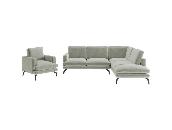 Livetastic Sitzgarnitur Bali, Hellgrau, Metall, Füllung: Daunen, Silikon, 250x202 cm, Made in EU, planbar, Rücken echt, individuell planbar, Wohnzimmer, Sofas & Couches, Sitzgarnituren