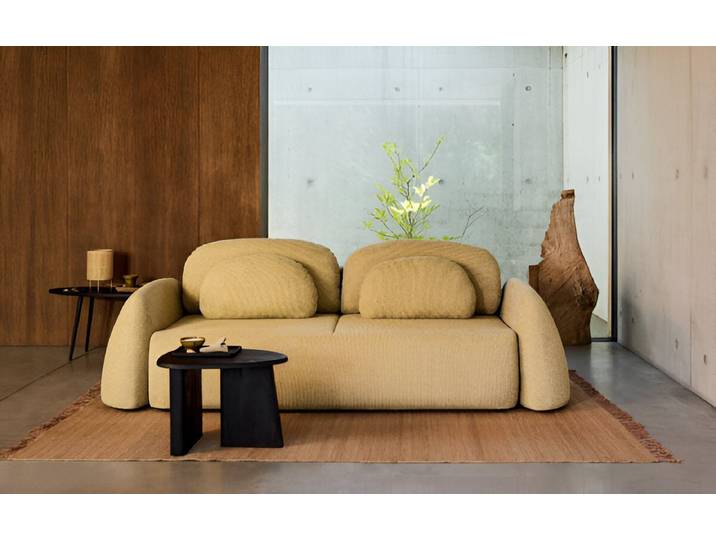 Designer Sofa Monsoon mit Schlaffunktion und Bettkasten - Bouclé - Luxusbetten24