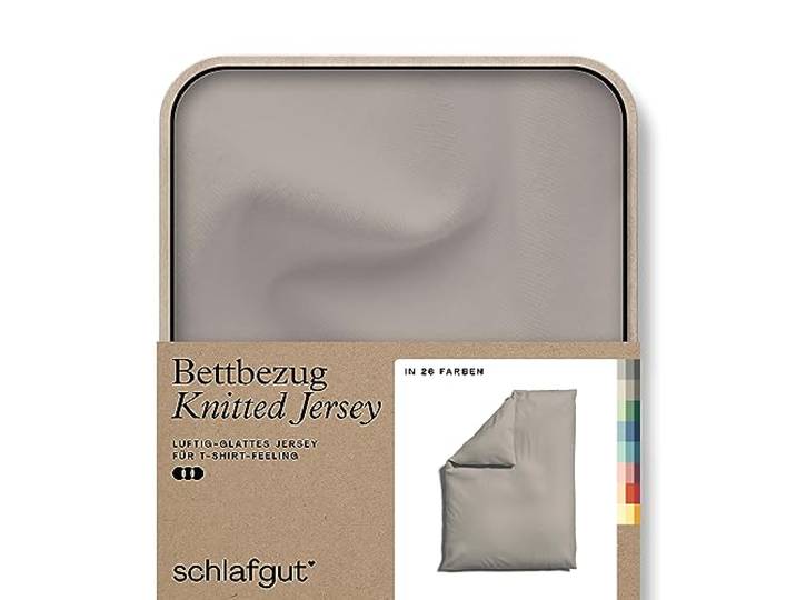 schlafgut Knitted Jersey Bettwäsche 135x200 cm Bio-Baumwolle, Sand Mid