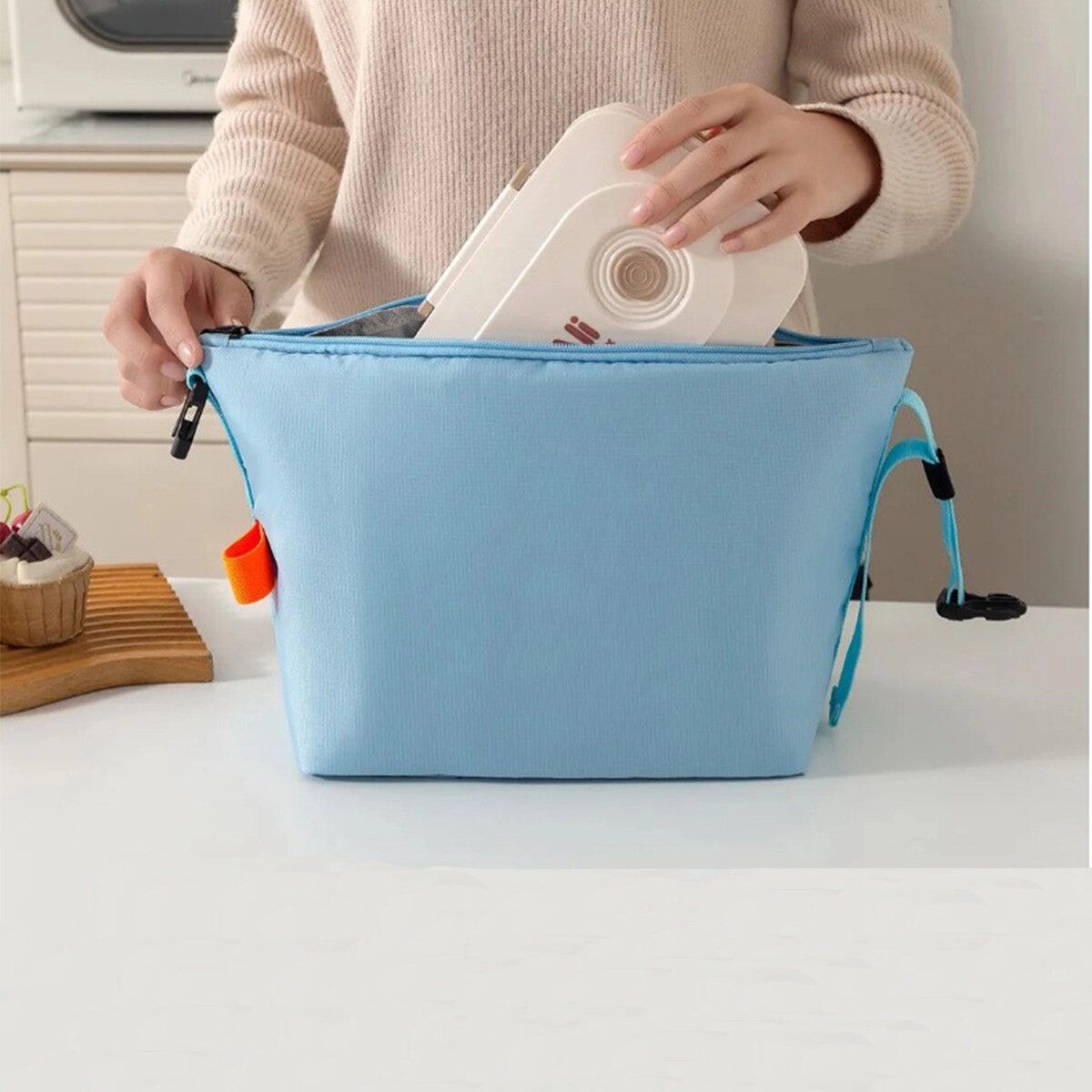 INF Isoliertasche Lunchbag — Oxford-Gewebe mit Aluminiumfolie, faltbar, große Kapazität, wasserfest, verstärkter Griff Blau