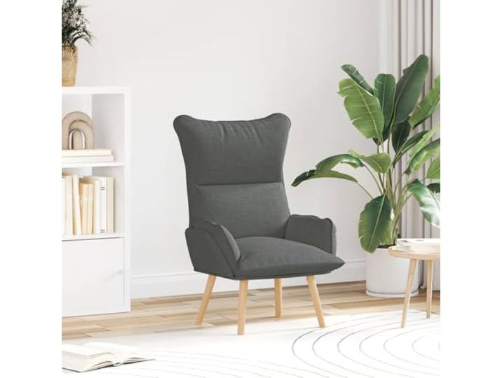 HEFZGDB Ergonomischer Relaxsessel Dunkelgrau Stoff mit gepolsterten Armlehnen und robustem Naturholzrahmen für ultimativen Komfort und Stabilität