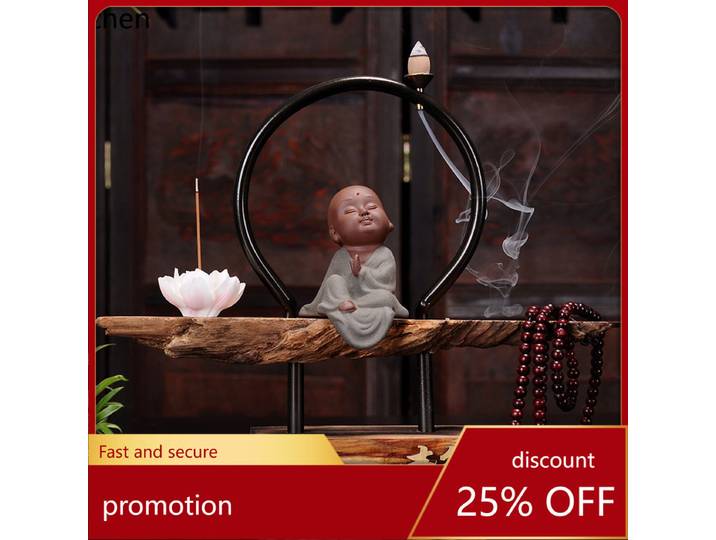 Brûleur d'encens en bois vieilli Cz1, brûleur d'aromathérapie en céramique, porte-encens zen pour salon, ornement fait main