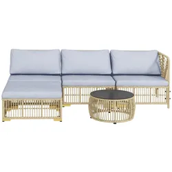 Outsunny Rattan Gartenmöbel-Set, 5-tlg. Balkonmöbel Set Sitzgarnitur mit Kissen