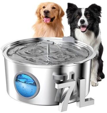 Inspired Finds 7L Stainless Steel Pet Water Fountain With Water Level Window & Silent Pump 7l Pet Water