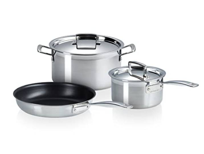 Le Creuset 3-teiliges Kochgeschirrset aus 3-ply Edelstahl, 53810000010001