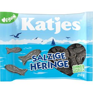 Katjes Lakritz Salzige Heringe, würzig & gesalzen, vegan, ohne künstliche Farbstoffe, 210 g