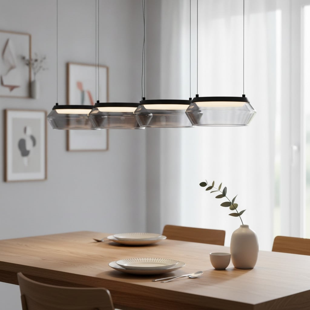 Lyora Strakke hanglamp Jailyn recht 5-lichts zwart aluminium met transparant glas