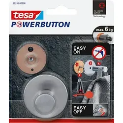 tesa Handtuchhaken Powerbutton Classic rund silber