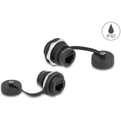DeLOCK RJ45 Cat.6 Einbaubuchse mit Verschlusskappe IP67 staub- und wasserdicht
