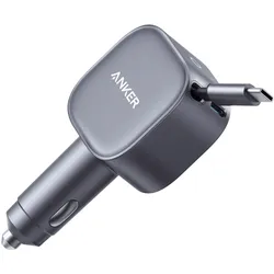 Nano Kfz-Ladegerät (75W, USB-C Port, Integriertes einziehbares USB-C Kabel)