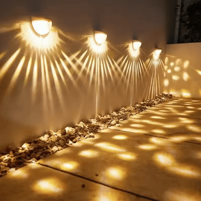 Uplift Curations LED Solar Light Outdoor Wall Lamps Energy Garden Lamps Waterproof Solar Fence Lamp For Christmas Decoration Festoon black Shell colorful 4pcs