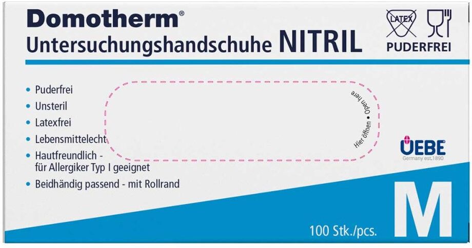 Domotherm Untersuchungshandschuhe Nitril Unsteril Puderfrei M Bl