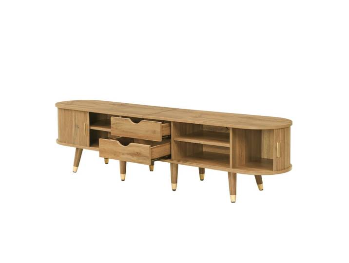 Meuble tv en panneau de particules avec portes coulissantes bois