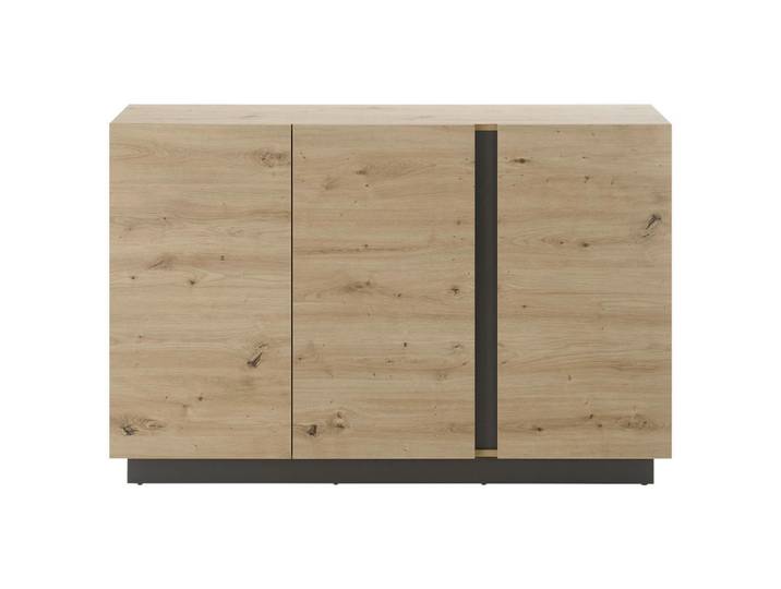 Mid.you Sideboard, Grau, Eiche Artisan, 2 Fächer, 138x91x40 cm, stehend, Wohnzimmer, Kommoden & Sideboards, Sideboards