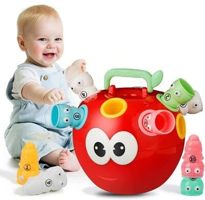Perfect Picks Market Apple Sorting Toy, Number & Color Sorting Toy For Baby Toddlers, Storage Stacking Toy Apple Sorting Toy, Number & Color Sorting Toy For Baby Toddlers, Storage Stacking Toy