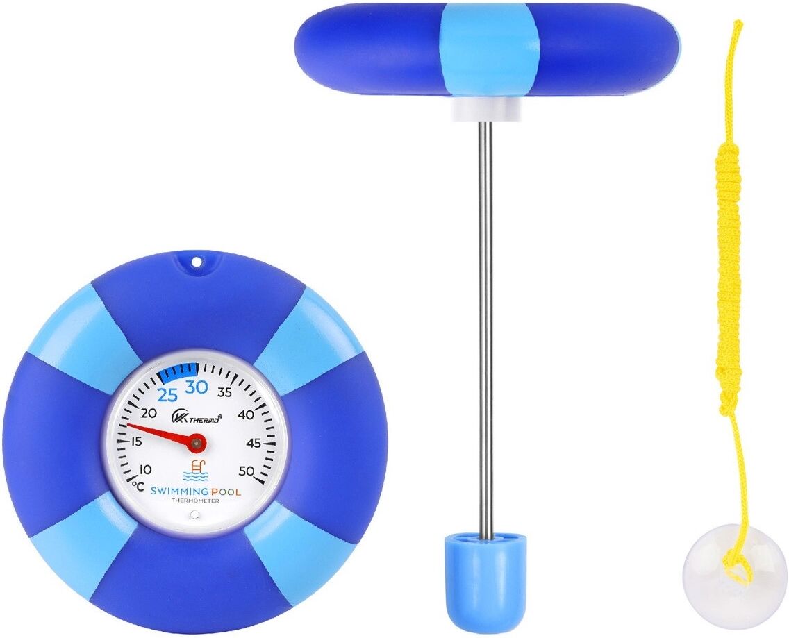 INF Schwimmendes Pool-Thermometer – Kunststoff+Edelstahl, Einzelskala-Auftriebsdesign für Pool, Teich und SPA Blau