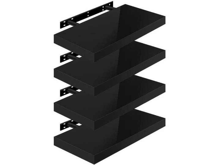 WOLTU 4 x Étagère Murale Tablette Murale Panneau de Bois Étagère Flottante Étagère à Livres 50x22 9x3 8cm Nior RG9477sz-4