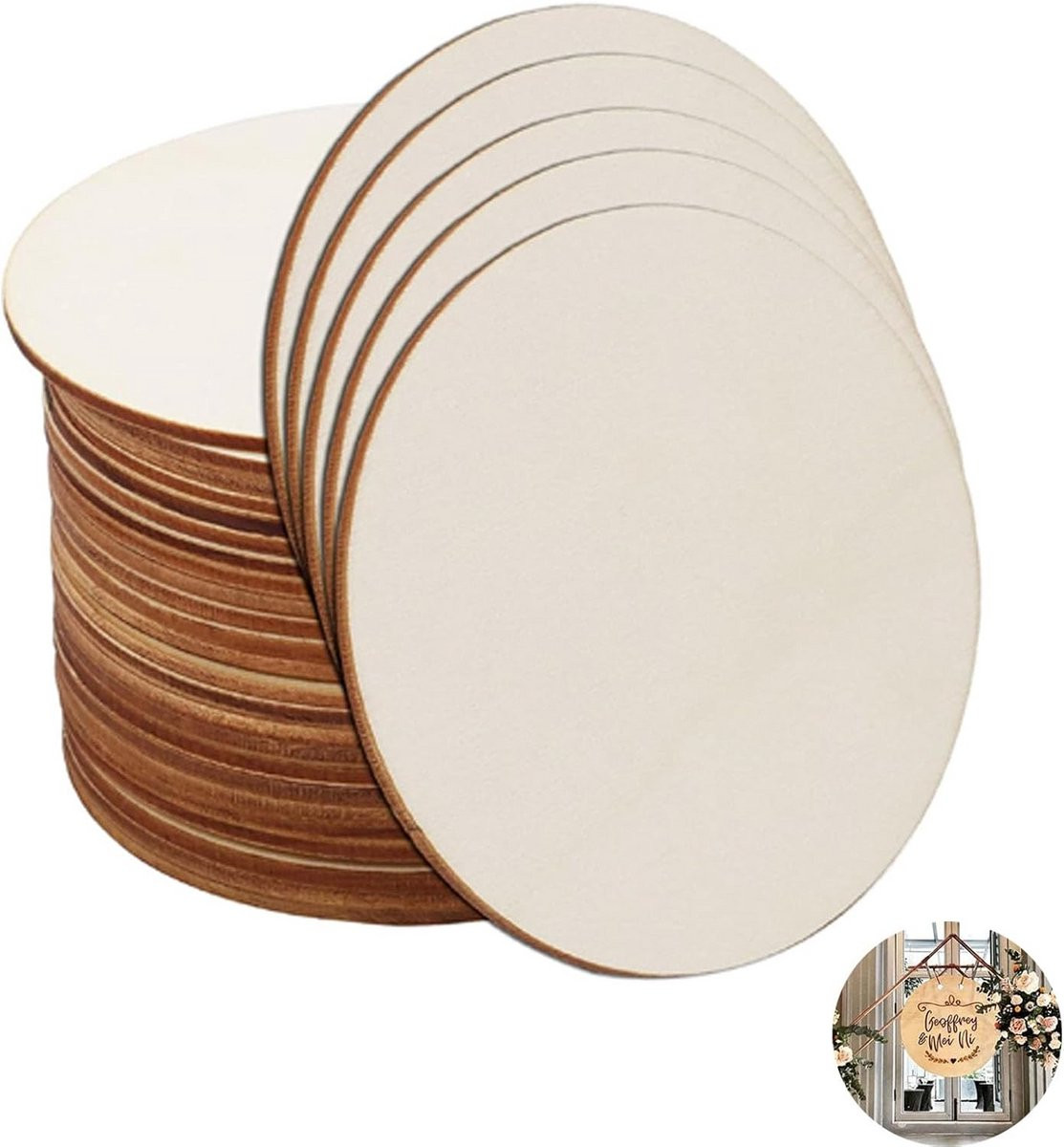 20x Houten Schijven Rond voor Knutselen en Decoratie - 10 cm Diameter