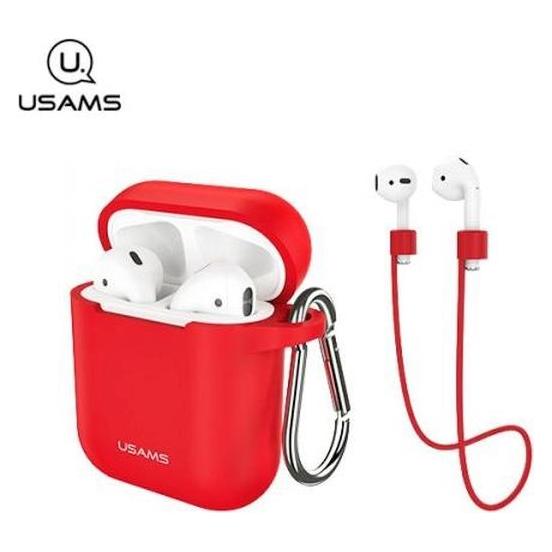 Usams Etui ochronne do AirPods silicon czerwony/red BH423AP04 (US-BH423) (Kopfhörer Hülle) (BH423AP04)