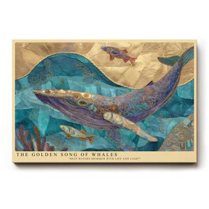 Sinus-Art Wandbild The Golden Song of Whales, Leinwand, Querformat, 120 x 80 cm